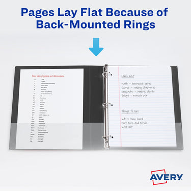 Avery Durable Clear View 3 Ring Binders, 1.5 Inch Slant Rings, 2-Pack of Black Binders (19300) 1.5